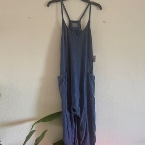 NWT Free People hot Shot Onesie Blue Sleeveless Jumpsuit